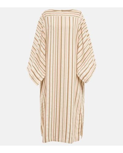 Loro Piana Striped Linen-blend Midi Dress - Natural