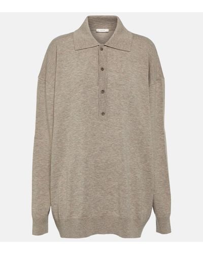 The Row Wool-blend Polo Top - Grey