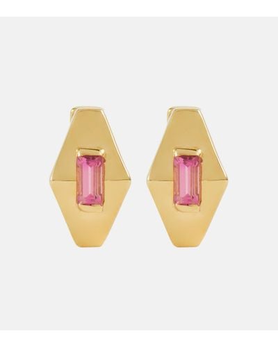 Aliita Deco Rombo Mini 9kt Gold Earrings With Tourmaline - Metallic