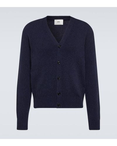 Ami Paris Cardigan in cashmere e lana - Blu