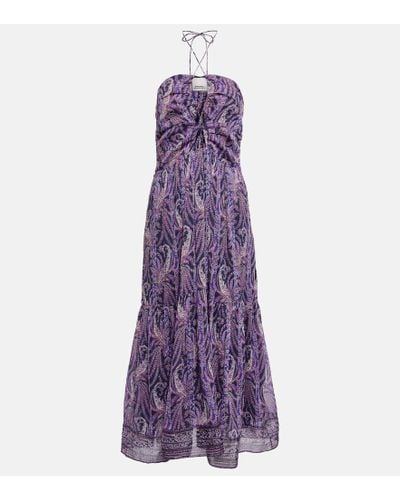 Isabel Marant Birona Cotton And Silk Midi Dress - Purple