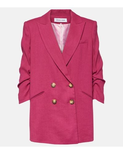Veronica Beard Kiernan Linen-blend Blazer - Pink