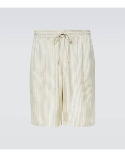 LeKasha Striped Silk Bermuda Shorts - Natural
