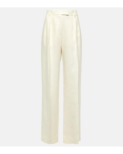 The Row Antone High-rise Linen Wide-leg Pants - Natural