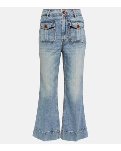Zimmermann Jeans flared Raie cropped - Azul