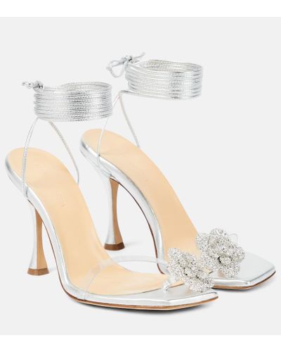 Magda Butrym Embellished Metallic Leather Sandals - White
