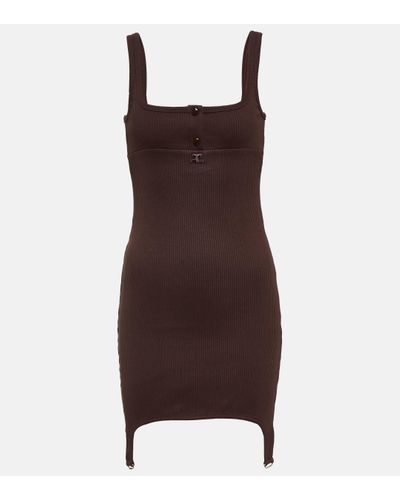 Courreges Ribbed-knit Minidress - Brown