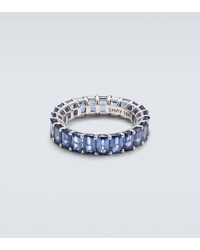SHAY Eternity 18kt White Gold Ring With Sapphires