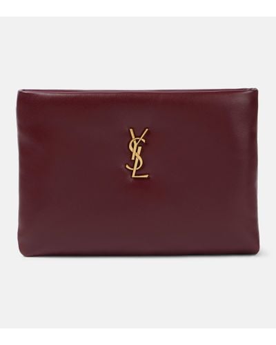 Saint Laurent Calypso Small Leather Pouch - Red