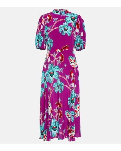 Diane von Furstenberg Nella Floral Midi Dress - Purple