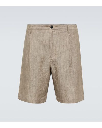 Sunspel Pleated Linen Shorts - Natural