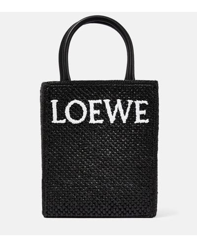 Loewe Cabas Standard A5 en raphia et cuir - Noir