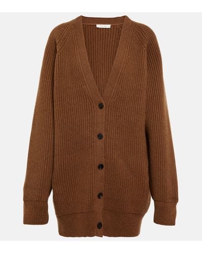 The Row Novara Wool And Cashmere Cardigan - Brown