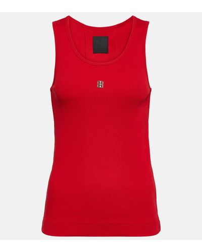 Givenchy Ribbed-knit Cotton Jersey Tank Top - Red