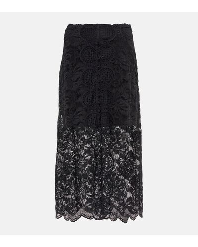 Rabanne Lace Midi Skirt - Black