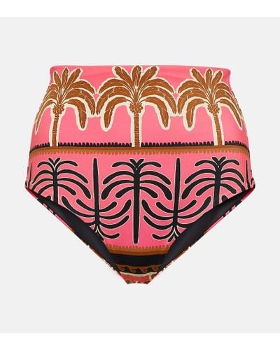 Johanna Ortiz Printed High-rise Bikini Bottoms - Pink