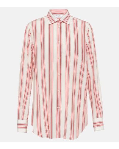 Loro Piana Camicia in seta a righe - Rosa