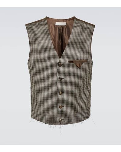 Our Legacy Cut Fringed Checked Vest - Brown