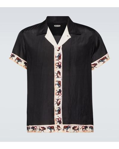 Bode Camisa bowling Taureau de seda estampada - Negro
