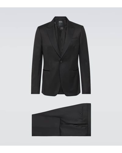 Zegna Smoking monopetto in lana e mohair - Nero