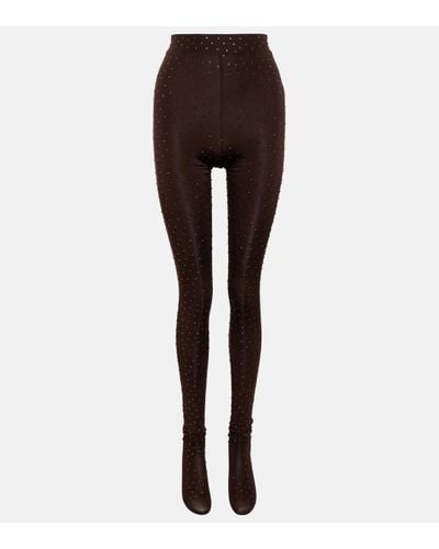 Alex Perry Rane Embellished Jersey Tights - Brown