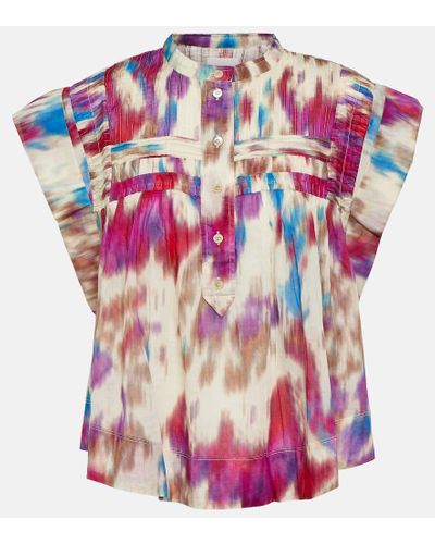 Isabel Marant Leaza Printed Cotton Voile Top - Pink