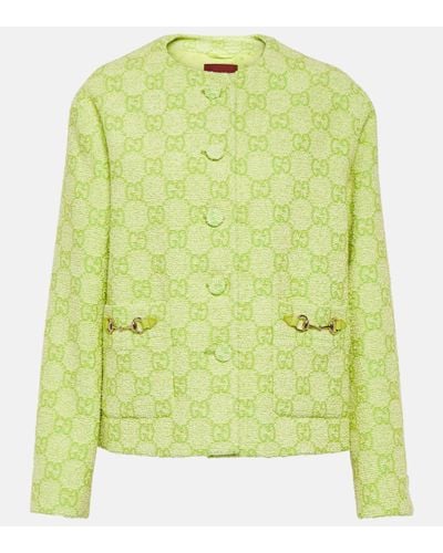 Gucci Horsebit GG Cotton-blend Boucle Jacket - Green