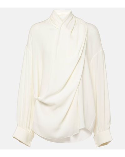 The Row Darnelle Oversized Silk Blouse - White