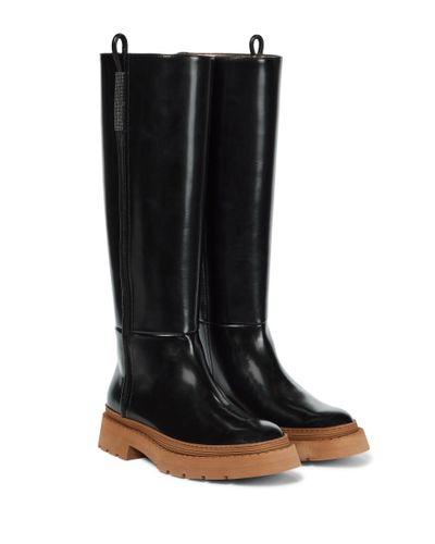 Brunello Cucinelli Patent Leather Knee-high Boots - Black