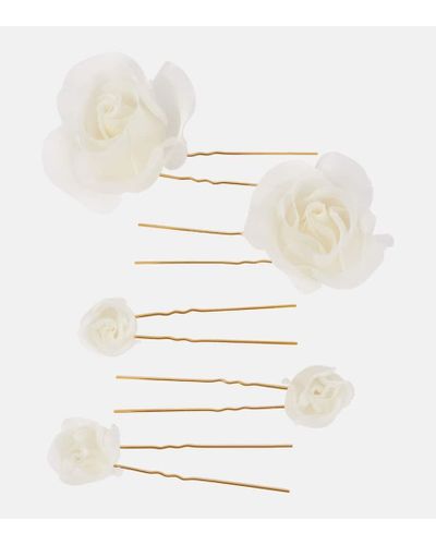 Jennifer Behr Bridal Rosalie Set Of 5 Bobby Pins - White