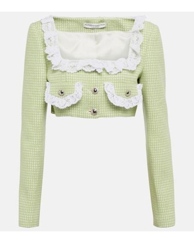 Alessandra Rich Cropped Wool-blend Jacket - Green