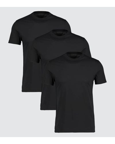 Prada Pack De 3 Camisetas De Algodón De Jersey - Negro