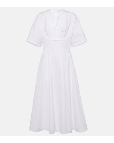 Alaïa Cotton Poplin Midi Dress - White