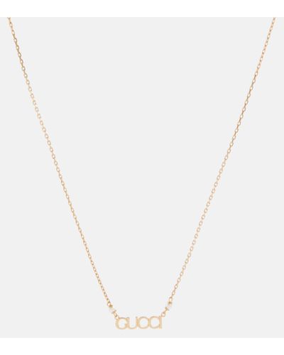 Gucci Logo-script Glass-pearls Gold-toned Metal Necklace - Metallic