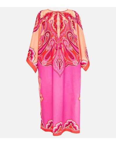 Etro Printed Cotton And Silk Kaftan - Pink