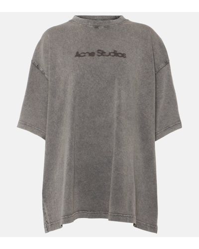 Acne Studios Logo Cotton Jersey T-shirt - Grey