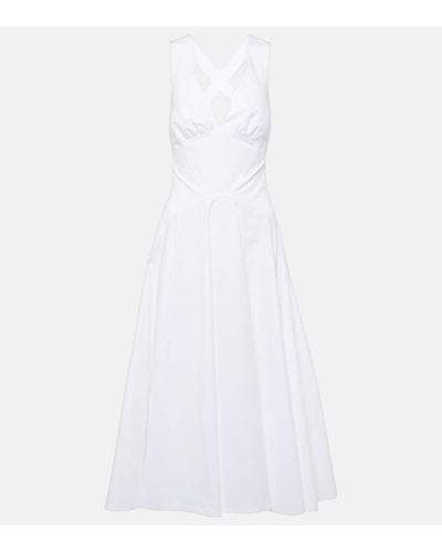 Alaïa Cotton Poplin Midi Dress - White