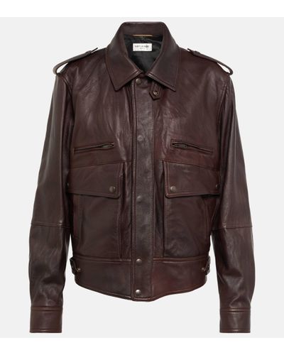 Saint Laurent Leather Jacket - Brown