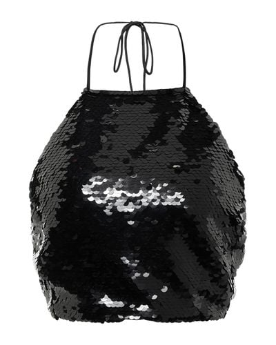 Magda Butrym Sequined Halterneck Crop Top - Black