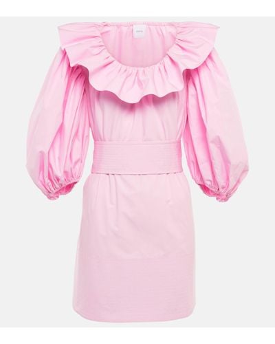 Patou Puff-sleeve Cotton Minidress - Pink