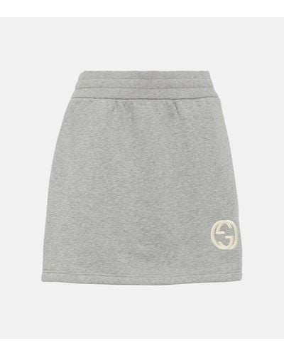 Gucci Cotton Fleece Miniskirt - Grey