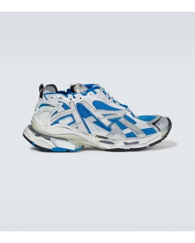 Balenciaga Runner Mesh And Faux-leather Low-top Sneakers - Blue