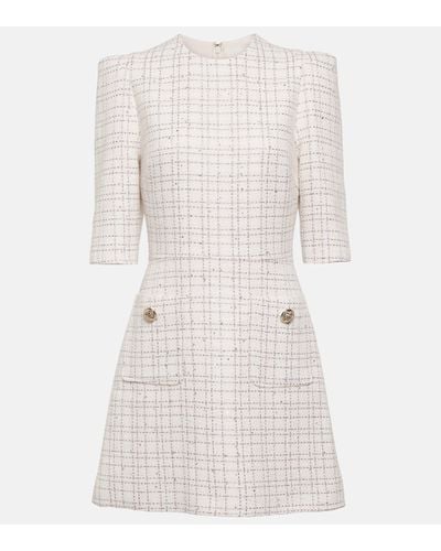 Elie Saab Robe en tweed a sequins - Blanc