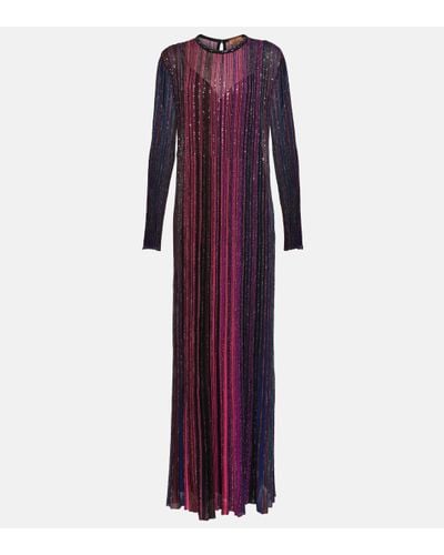 Missoni Robe longue plissée à sequins - Violet