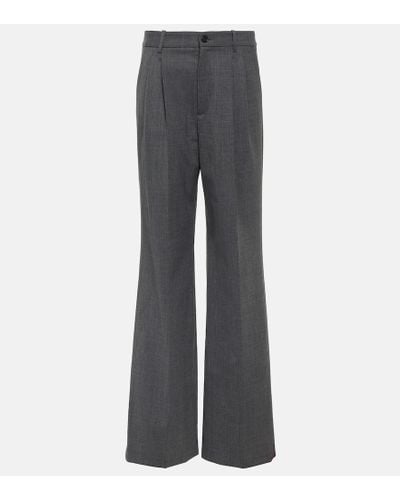 Nili Lotan Flavie Wool-blend Wide-leg Pants - Gray