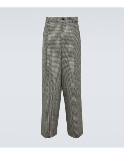 Dries Van Noten Wool Tweed Straight Pants - Gray