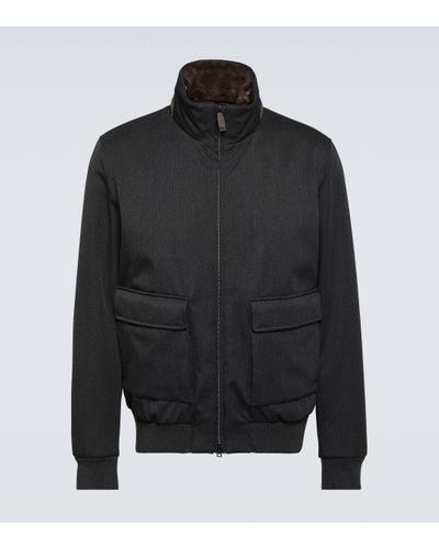 Herno Wool Bomber Jacket - Black