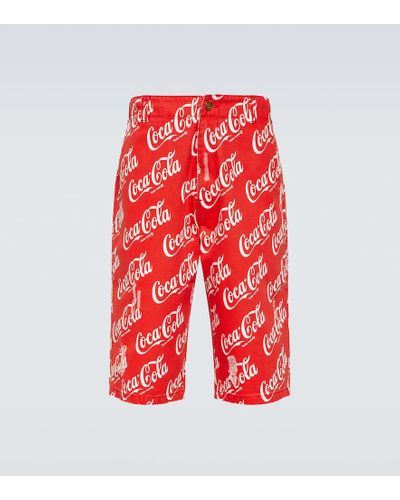 ERL Bedruckte Bermuda-Shorts aus Baumwoll-Canvas - Rot