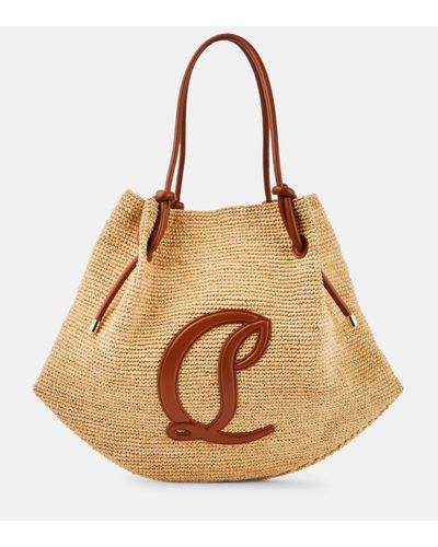 Christian Louboutin By My Side Leather-trimmed Raffia Tote Bag - Natural