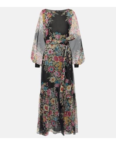 Etro Vestido de fiesta de seda floral - Gris